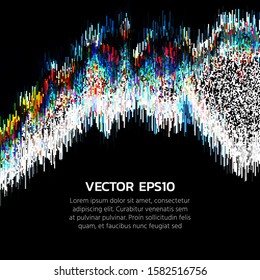 Irregular stripe and spot textured background. Image with errors. Stock vector illustration.