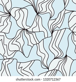 Irregular stripes mesh. Freehand line structure. Cool vector graphic. Pastel blue seamless pattern.