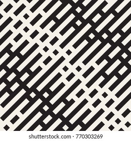 Irregular Tangled Shapes. Abstract Geometric Background Design. Vector Seamless Black and White Chaotic Pattern.