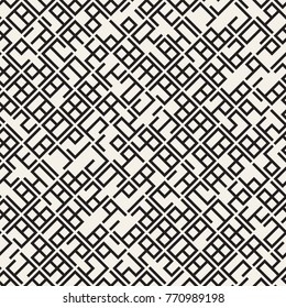 Irregular Tangled Shapes. Abstract Geometric Background Design. Vector Seamless Black and White Chaotic Pattern.