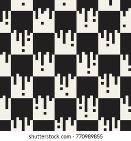 Irregular Tangled Shapes. Abstract Geometric Background Design. Vector Seamless Black and White Chaotic Pattern.