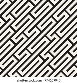 Irregular Tangled Shapes. Abstract Geometric Background Design. Vector Seamless Black and White Chaotic Pattern.