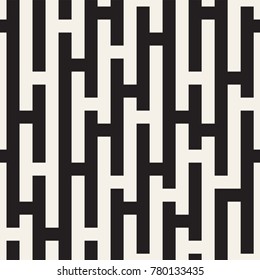 Irregular Tangled Shapes. Abstract Geometric Background Design. Vector Seamless Black and White Chaotic Pattern.