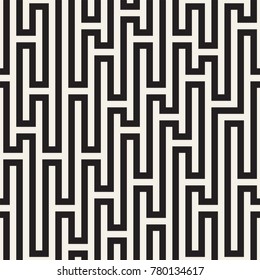 Irregular Tangled Shapes. Abstract Geometric Background Design. Vector Seamless Black and White Chaotic Pattern.