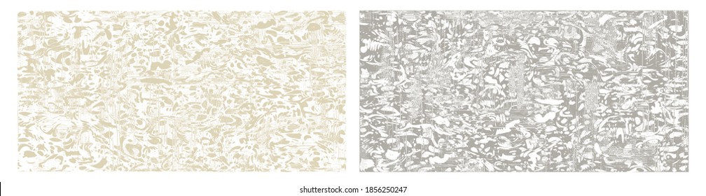 Irregular tinie strokes on canvas. Oil, acrylic paint texture set. Abstract grunge backgrounds, light hand drawn monochrome pattern
