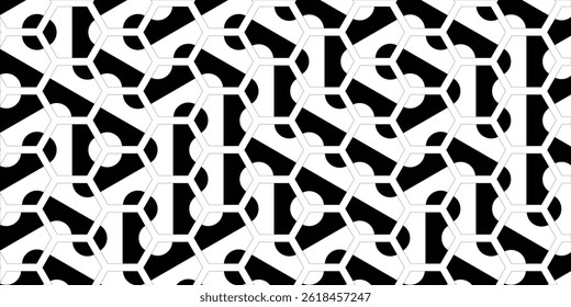 Irregular vector black and white abstract geometric pattern with triangles and hexagons