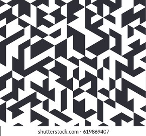 Irregular Vector Black And White Abstract Geometric Pattern With Triangles And Hexagons