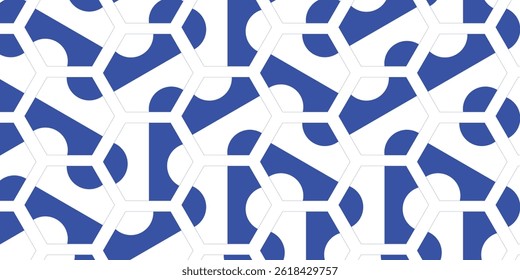 Irregular vector blue and white abstract geometric pattern with triangles and hexagons
