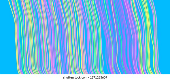 Irregular vertical lines pattern in perspective. Geometric wallpaper with stripes. Strips similar to threads. Cover design template. Vector illustration.