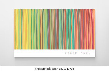 Padrão de linhas verticais irregulares em perspectiva. Papel de parede geométrico com listras. Faixas semelhantes a threads. Modelo de design de capa. Ilustração vetorial.