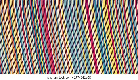 Irregular vertical lines pattern in perspective. Geometric wallpaper with stripes. Strips similar to threads. Cover design template. Vector illustration.