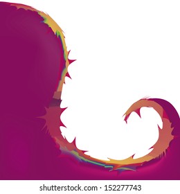 an irregular wave with orange irregular shapes in a white background