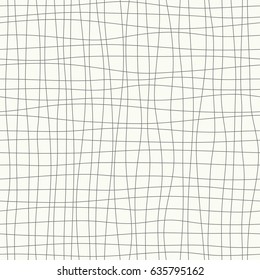 Irregular wavy line texture on white background.Abstract striped seamless pattern.Horizontal and vertical grid lines.