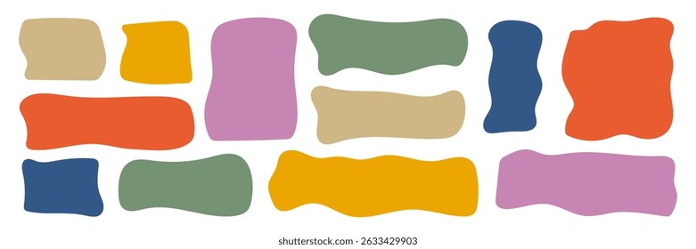 Irregular wavy shape in trendy pastel colors. Modern organic vector frame for branding, text highlight, background, sticker, social media, web elements, creative design, label