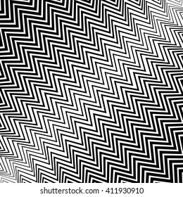 Irregular wavy (zig zag) lines. Monochrome abstract texture, pattern, background with diagonal distorted lines in square format.