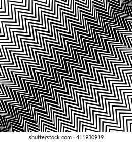 Irregular wavy (zig zag) lines. Monochrome abstract texture, pattern, background with diagonal distorted lines in square format.