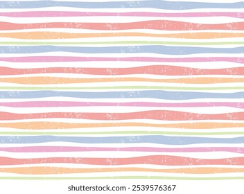 Irregular, worn pattern of colored stripes.