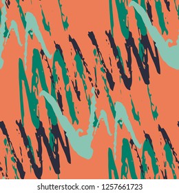 Irregular Zig Zag Pattern. Hand Drawn Chevron Lines.  Vector Seamless Zig Zag Pattern. Brush Strokes Scribbles.  Dynamic Rough Brush Paint Repeat. Watercolor Organic Shapes. Modern Art in Red 