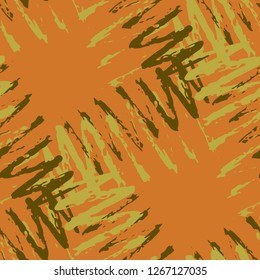 Irregular Zig Zag Pattern. Hand Drawn Chevron Lines.  Vector Seamless Zig Zag Pattern. Brush Strokes Scribbles.  Vibrant Rough Brush Paint Repeat. Watercolor Organic Shapes. Modern Art in Brown