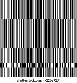 Irregularly stripes. Black and white glitch background. Vector geometric pattern.