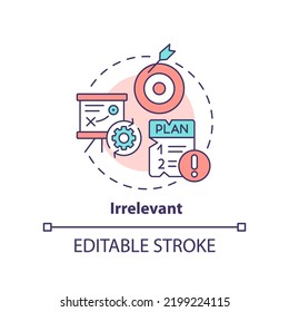 Irrelevant concept icon. Mistake decisions. Disadvantage of business planning abstract idea thin line illustration. Isolated outline drawing. Editable stroke. Arial, Myriad Pro-Bold fonts used
