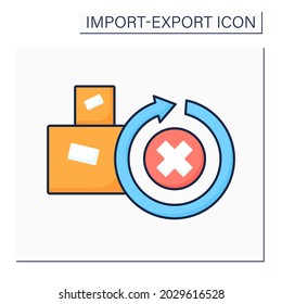 Irrevocable color icon. Not to be revoked or recalled. Cargo unable to be repealed or annulled.Import and export concept. Isolated vector illustration