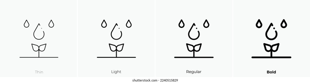 Irrigate icon. Thin, Light Regular And Bold style design isolated on white background