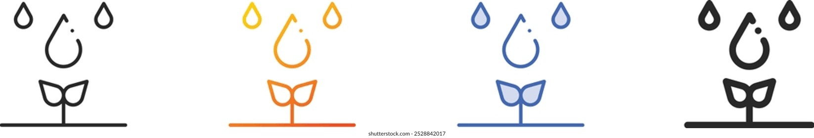 ícone de irrigação.Linear fino, gradiente, traçado azul e negrito Design de estilo isolado no plano de fundo branco
