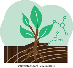 irrigating farmland, Agribusiness industry concept, illustrated in flat style using a vector.