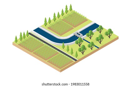 irrigation canal for the agricultural