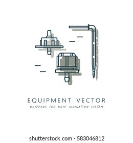 Irrigation dripper.  Vector illustration for drip irrigation. Modern style mono line.