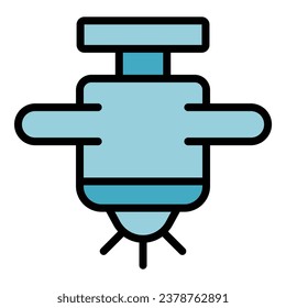 Vector de contorno de icono de riego. Sistema de agua. Plano de color de goteo de jardín