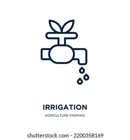 irrigation icon from agriculture farming and gardening collection. Thin linear irrigation, agriculture, water outline icon isolated on white background. Line vector irrigation sign, symbol for web and