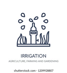 Irrigation icon. Irrigation linear symbol design from Agriculture, Farming and Gardening collection. Simple outline element vector illustration on white background.