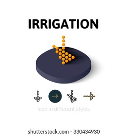Irrigation icon, vector symbol in flat, outline and isometric style