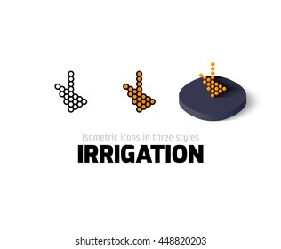 Irrigation icon, vector symbol in flat, outline and isometric style