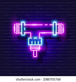 Irrigation injector neon icon. Irrigation system, watering system, hose and accessories glowing sign. Vector illustration for design, website, advertising, store, goods