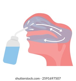 Irrigation of nasal passages. Relief and treatment from allergies, reducing inflammation, cleaning the nasal passages, hydration, improvement of nasal function