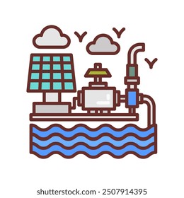 Irrigation Pumps Filled Icons , Vector illustration