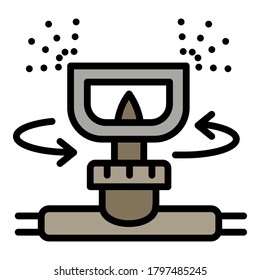 Irrigation sprinkler icon. Outline irrigation sprinkler vector icon for web design isolated on white background