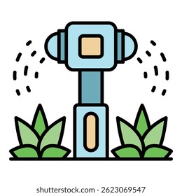 Ícone do pulverizador de irrigação. Contorno de irrigação sprinkler ícone vetor cor plana isolado