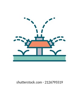 irrigation sprinkler Vector Filled Outline Icon Design illustration. Agriculture and Farming Symbol on White background EPS 10 File
