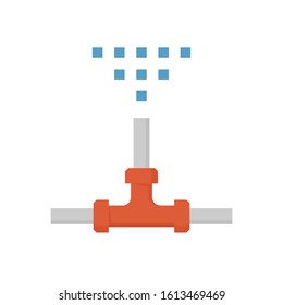 Irrigation sprinkler vector icon. Consist of sprinkler head, nozzle spray, push fit or instant fitting and pipe or pipeline. For watering tree, crop, grass, seed and plant. Also for lawn in garden.