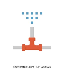 Irrigation sprinkler vector icon. Consist of sprinkler head, nozzle spray, push fit or instant fitting and pipe or pipeline. For watering tree, crop, grass, seed and plant. Also for lawn in garden.