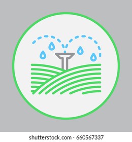 Irrigation sprinklers filled outline icon, round colorful vector sign, circular flat pictogram. Symbol, logo illustration