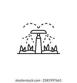 Irrigation sprinklers icon Flat vector set outline