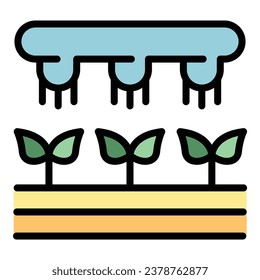 Irrigation system icon outline vector. Water drip. Garden farm color flat