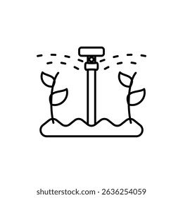 irrigation system icon, vector line isolated on white background. trendy and modern design