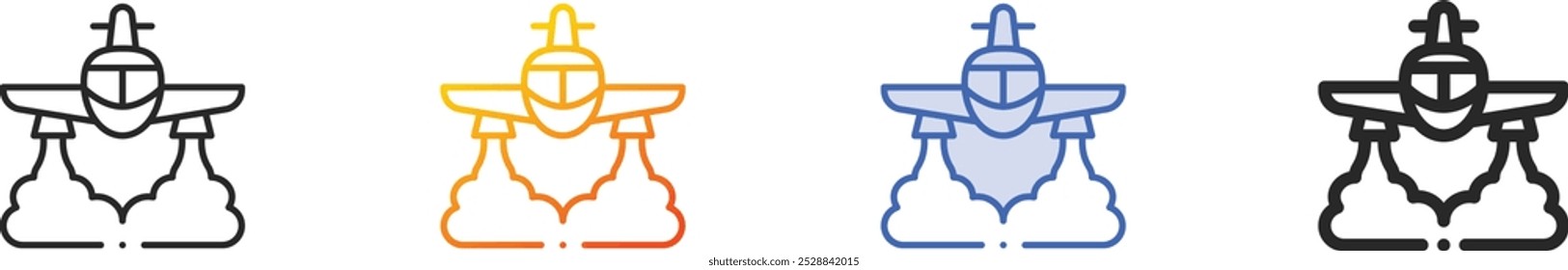 sistema de irrigação icon.Thin Linear, Gradiente, Blue Stroke e negrito Estilo Design Isolado no fundo branco