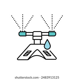 Irrigation system line color icon.  Sign for web page, mobile app, button, logo. Vector isolated button. Editable stroke.
